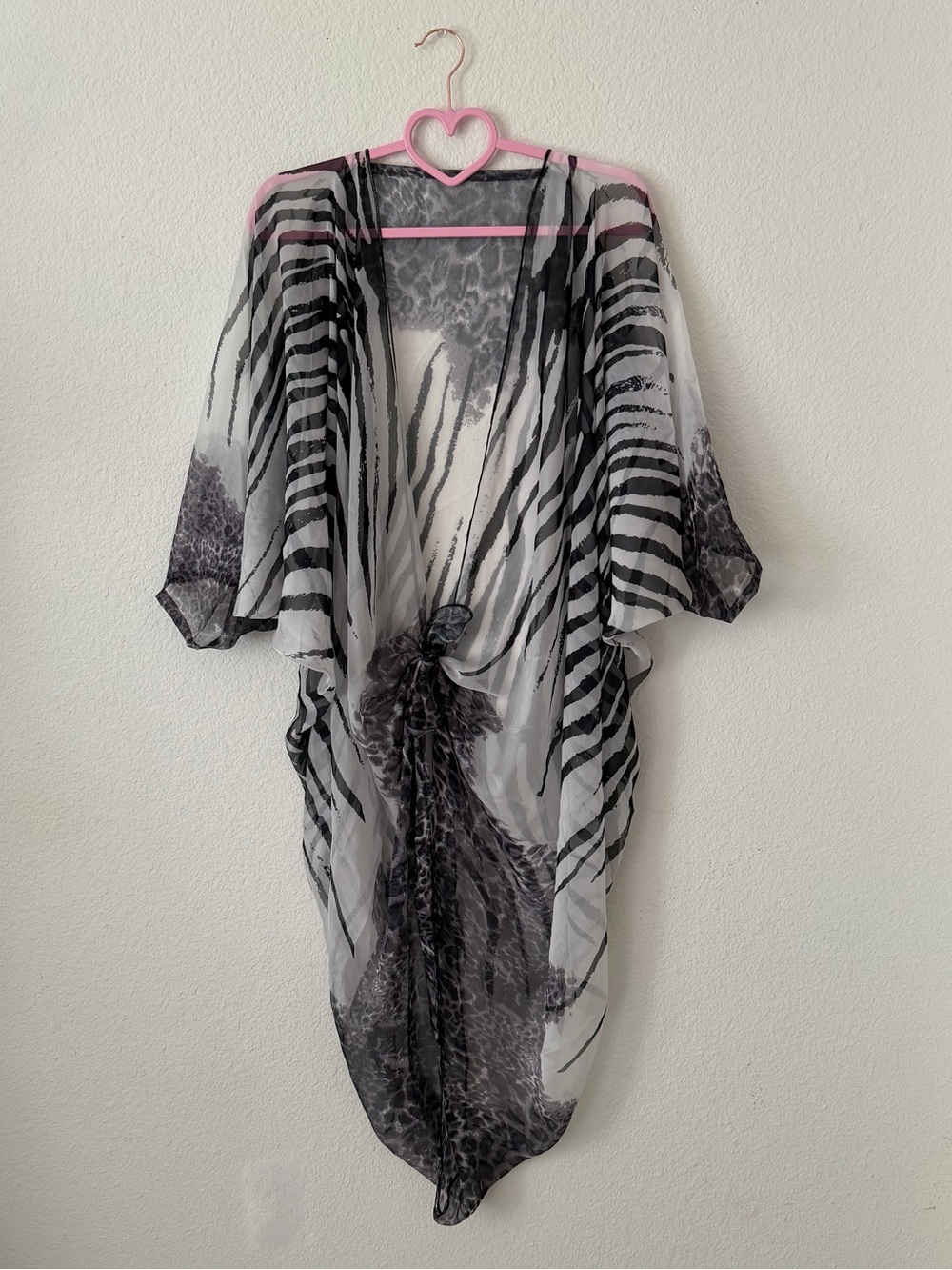 Black and White Sheer Animal Print Swim Coverup - Picture 2 of 4